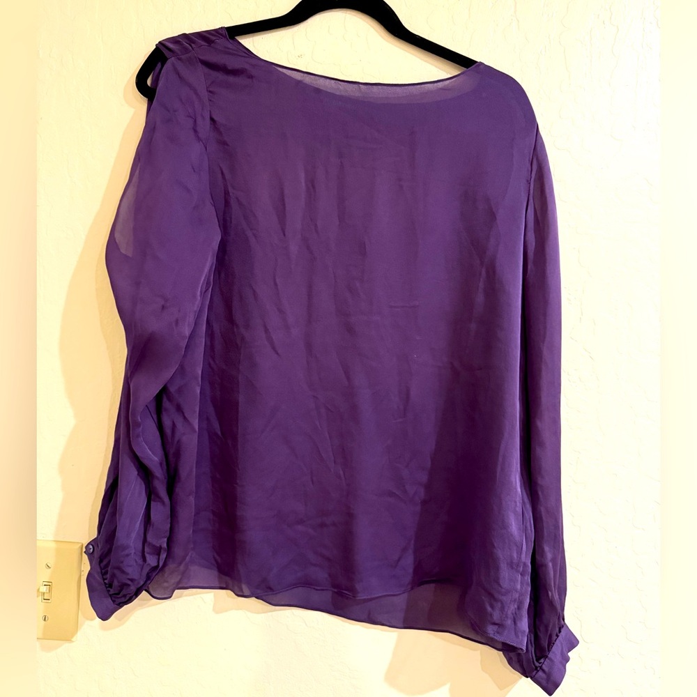 Ralph Lauren Silk Lantern Sleeve blouse with side slit